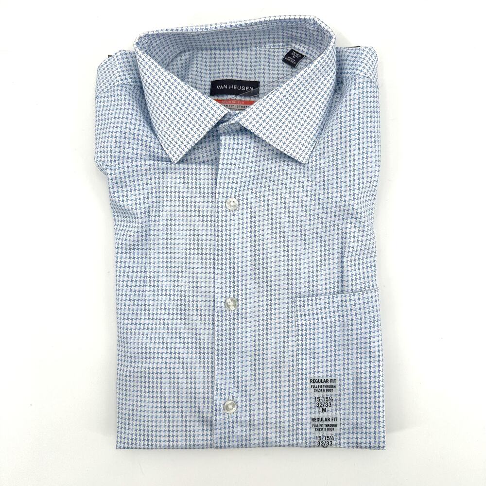 Van Heusen stain shield regular fit dress shirt in mist pattern Size M